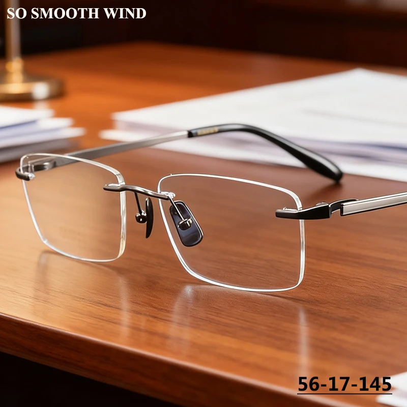 

Квадратная мужская деловая оправа для очков без оправы, легкая женская оправа из чистого титана, оправа для очков, безрамочные очки Gafas