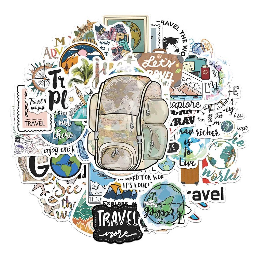 

10/30/50pcs Cartoon Outdoor Tarvel Stickers Decals DIY Notebook Suitcase Bike Laptop Waterproof Cool Decoration Sticker Toy Gift