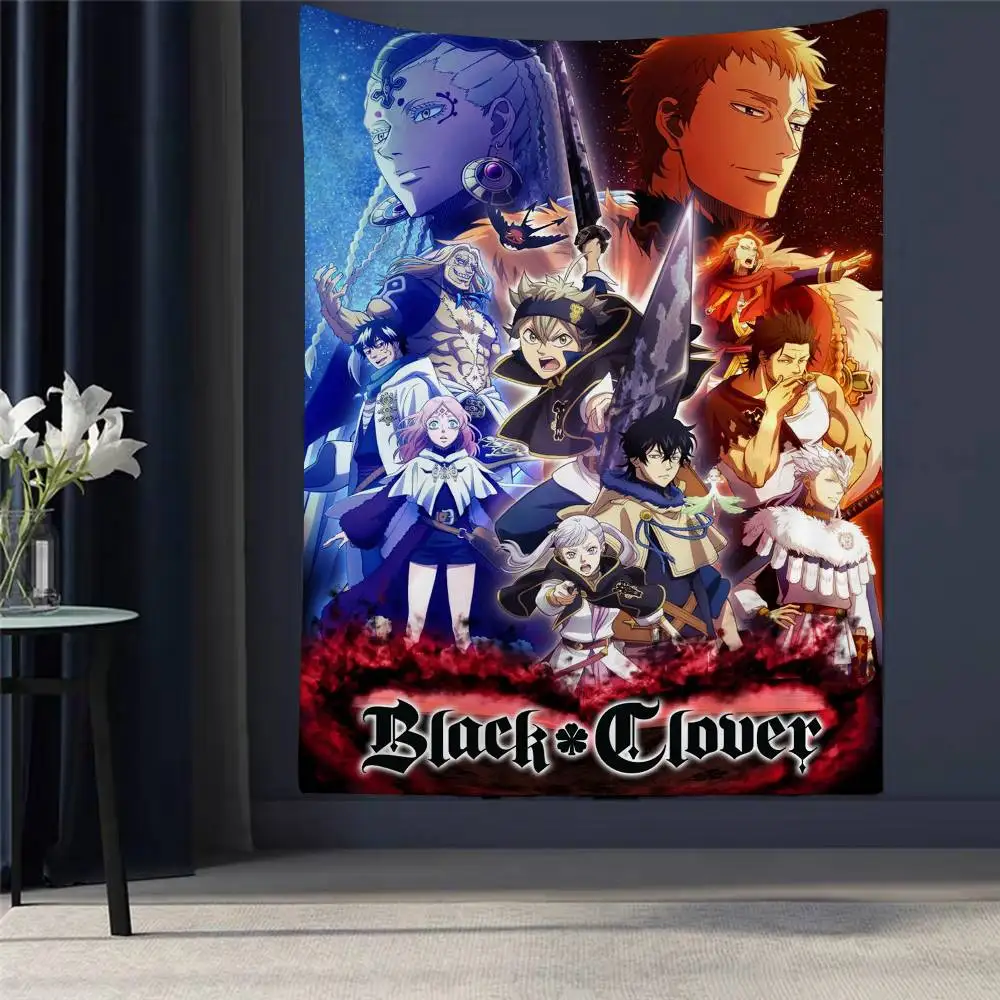 

Japan Cartoon B-Black C-Clover DIY Wall Tapestry Hippie Flower Wall Carpets Dorm Decor Wall Art Decor