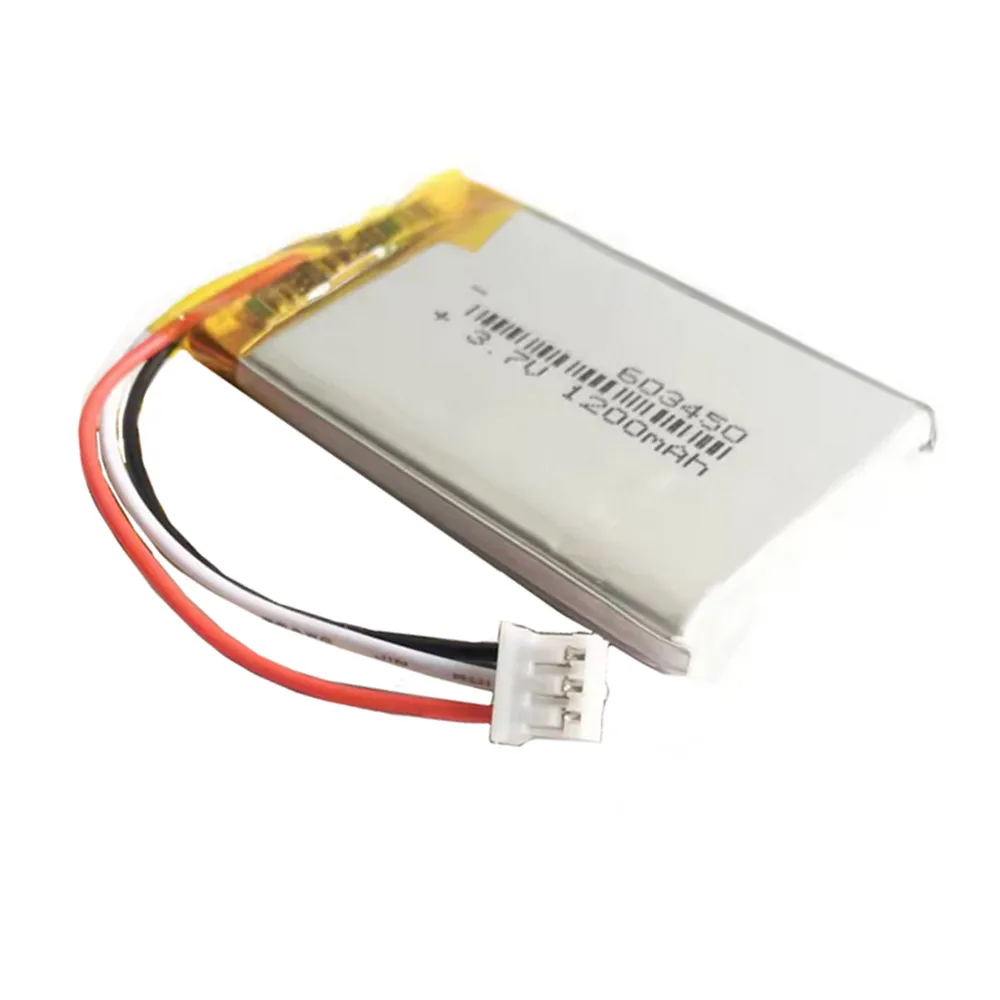 3.7V 1200mAh 4.44Wh Thermistor NTC 3 Wire Polymer LLipo Battery 603450 JST 3P 2.0mm Connector For Hayward AquaPod 2 GPS DashCam
