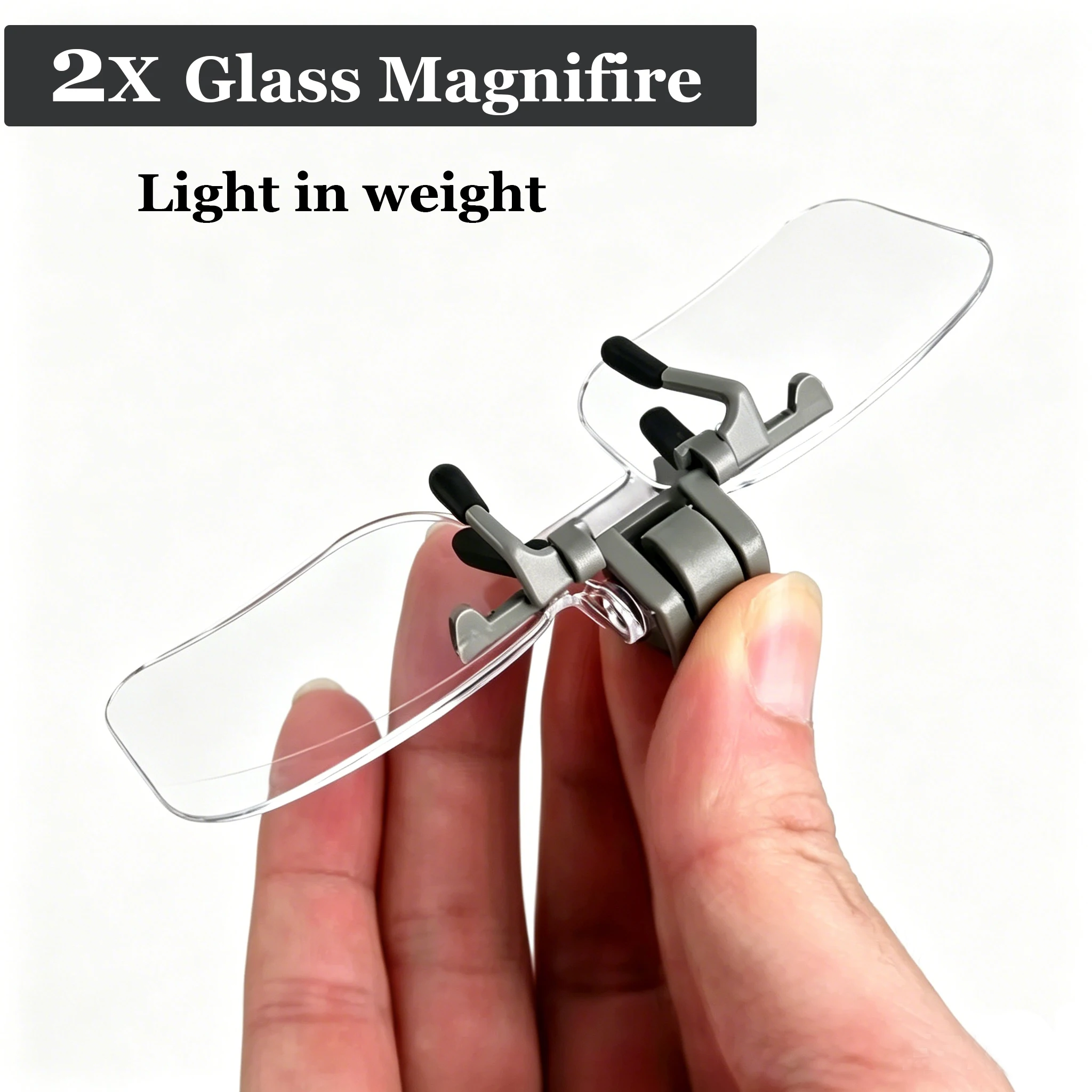2X Glasses Style Magnifier Ultra-light Clip Flip Up Down Rimless Reading Magnifying Glasses Vision Aids Magnifier With Clip