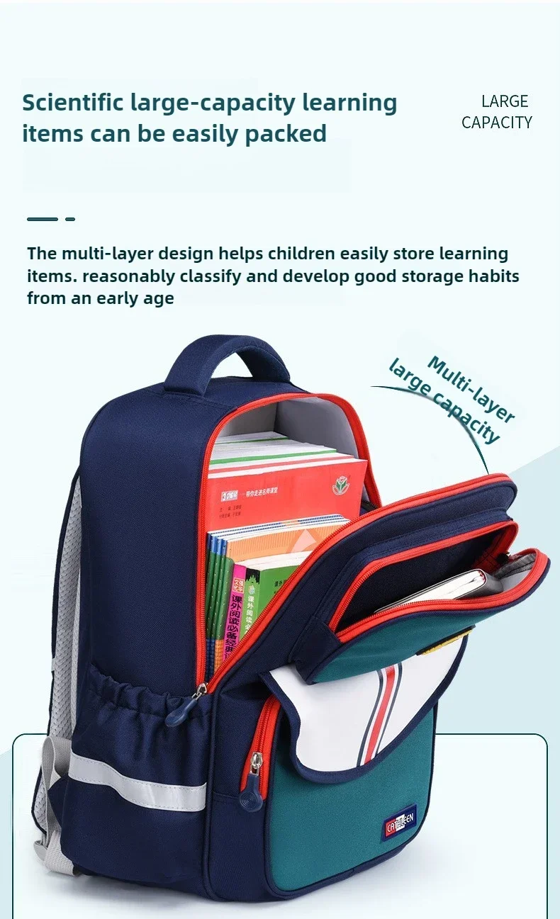 Kinder-Schulrucksack für Jungen und Mädchen der Klassen 1,6, leicht, Oxford-Stoff, wasserdicht, langlebig, Büchertasche mit ergonomischem Design – Detail 8