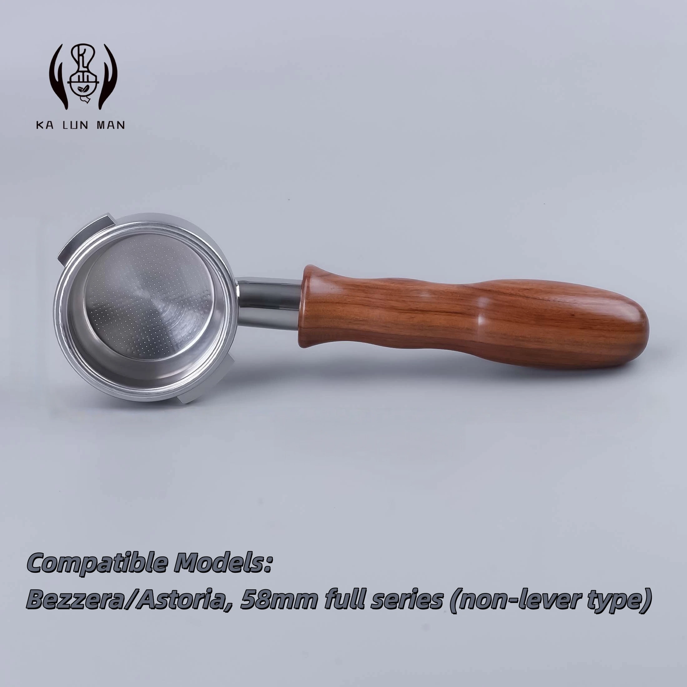 Espresso Bottomless Portafilter/304 Stainless Steel/2-lug/58mm/Detachable/Compatible Models:Bezzera/Astoria, 58mm Full Series