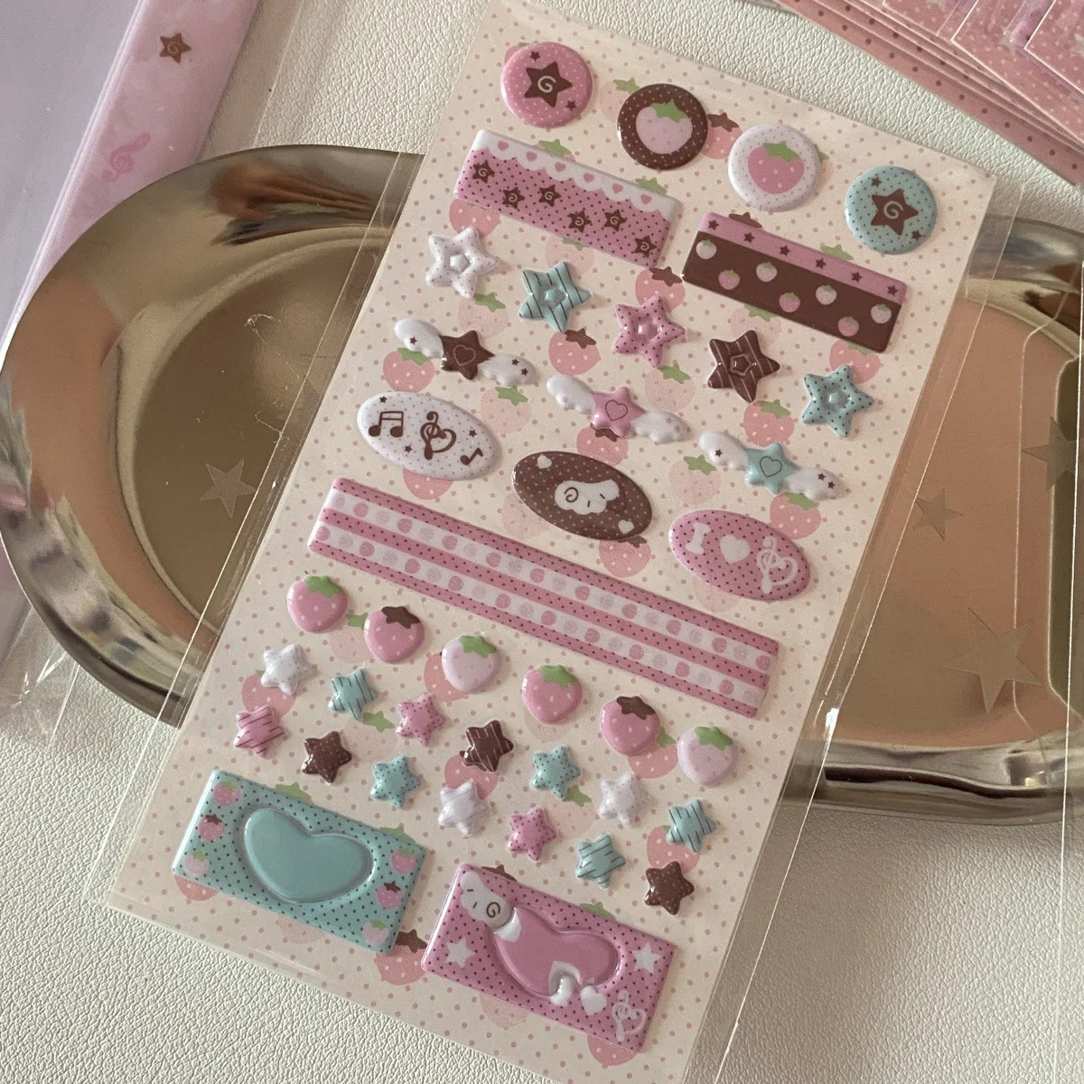 Ins Style Sweet Pink Series Erdbeer-Stern-Flash-Film Goo-Kartenaufkleber Koreanischer Stil Handyhülle Dekorative Aufkleber – Detail 11
