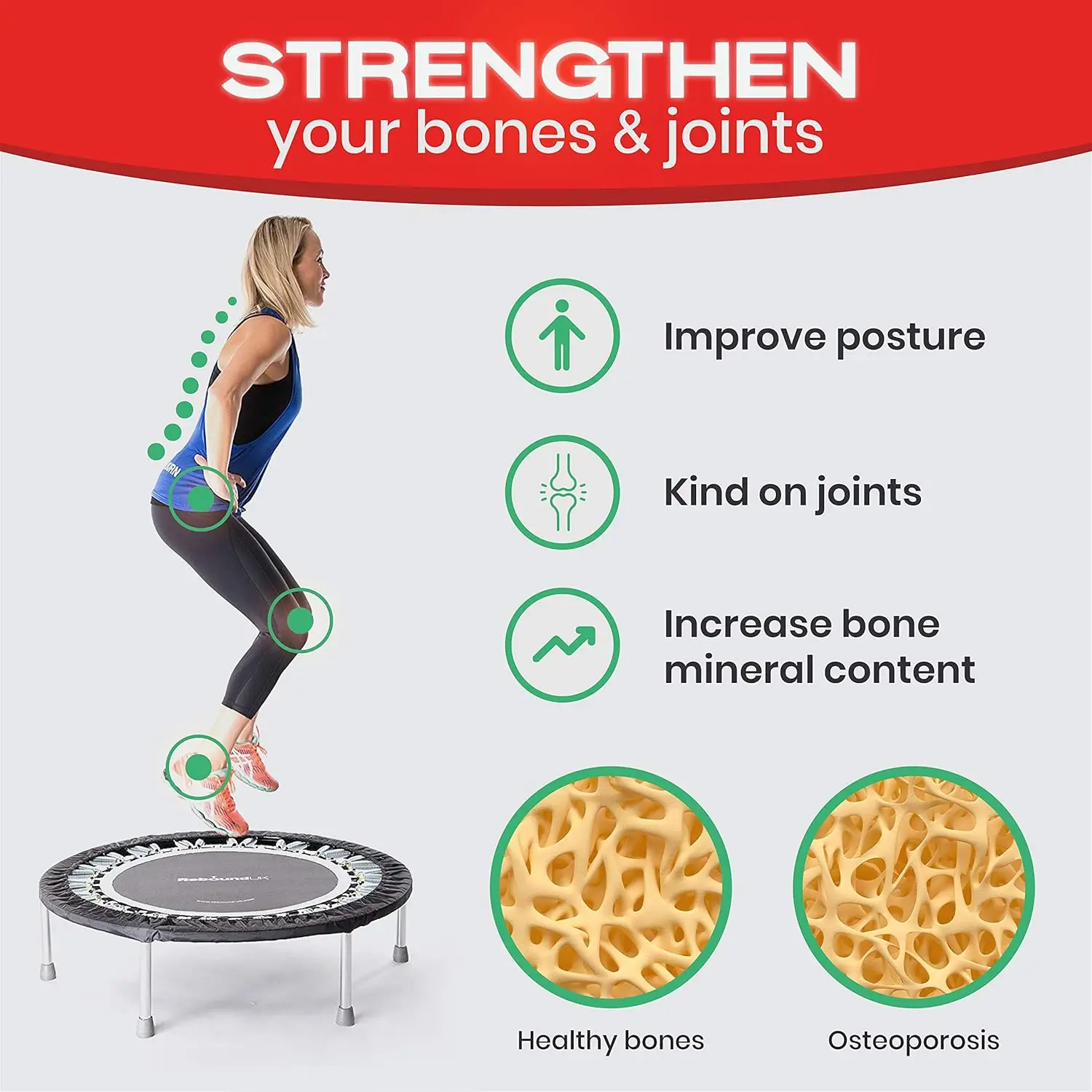 Mini Trampoline 40'' + Handle Bar | Includes Workouts Online + DVD's | Adults Indoors