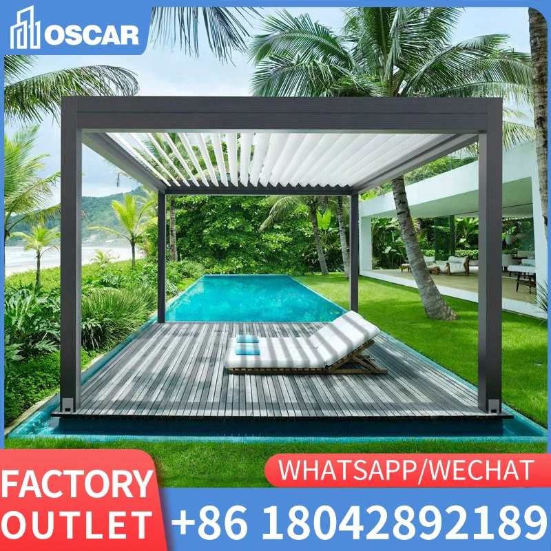 

Современный дизайн, регулируемая настенная крыша, терраса, садовый бассейн, умная Водонепроницаемая алюминиевая беседка