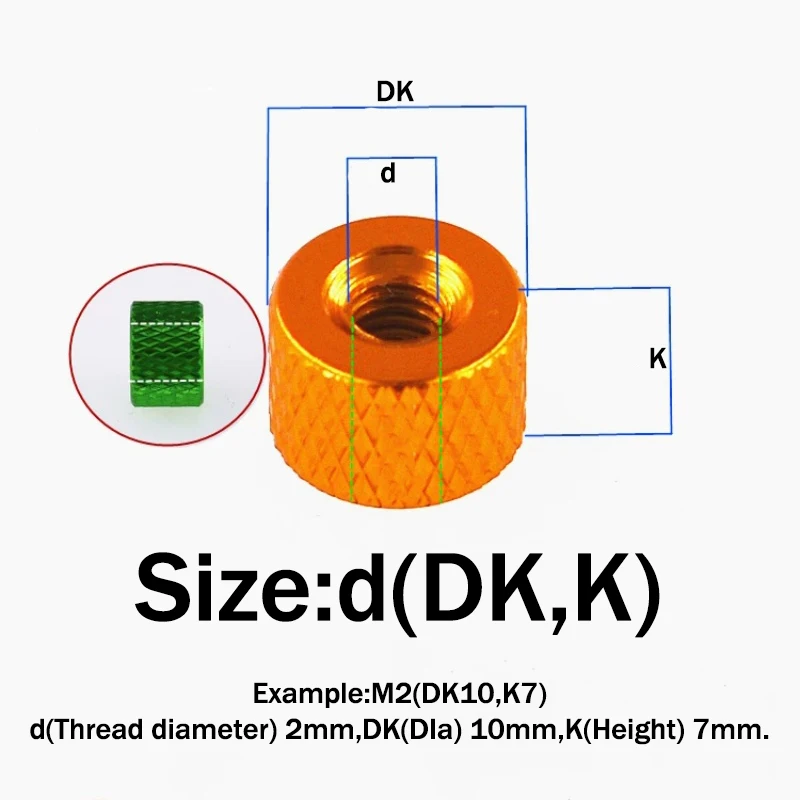 5pcs M2 M2.5 M3 M4 M5 M6 6061 Aluminum Alloy Thumb Nut Knurled Hand Round Nuts Hand Tighten Round Nuts for PFV RC Model Parts