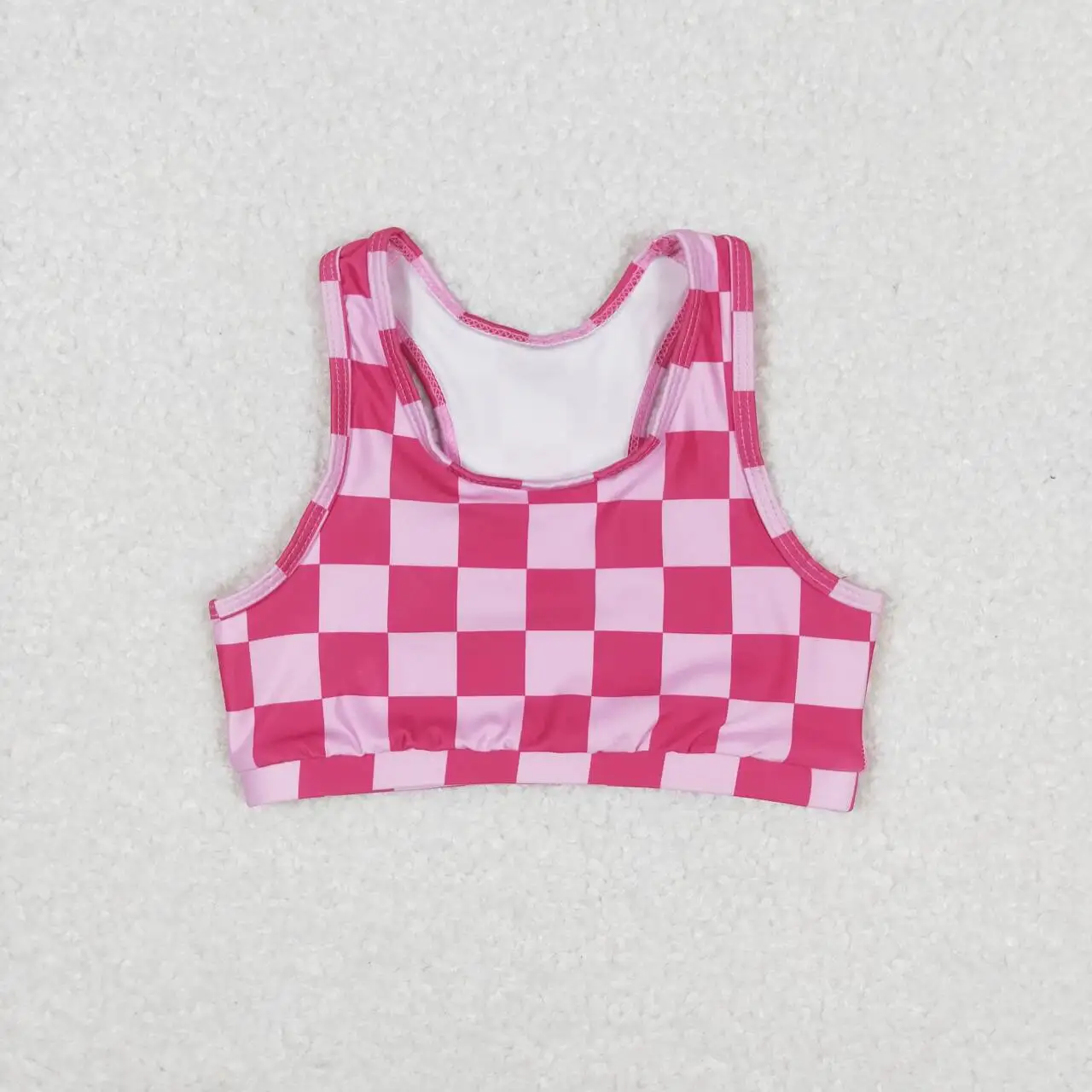 GT0521 Stylish, Good-Looking, Comfortable And Durable Girls Clothes  Sleeves Top Pink Plaid  Print  With  Children Clothes