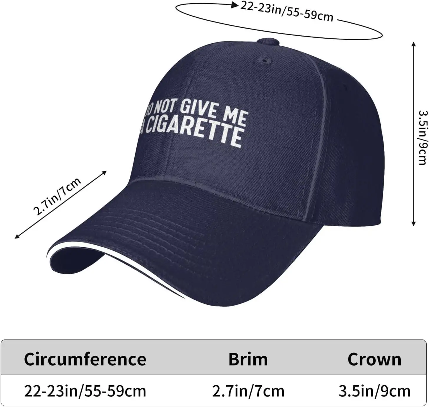 Do Not Give Me A Cigarette Baseball Cap Funny Polyester Adjustable Casual Hat for Adults