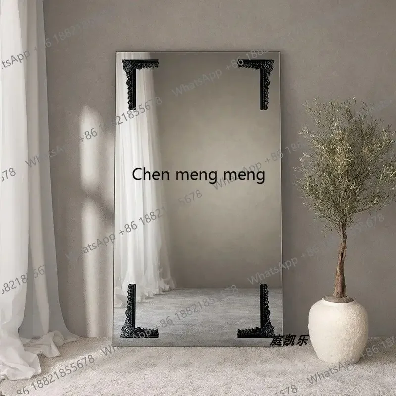 b567 French retro style cloakroom against the wall fitting mirror in the ancient style carved square full-length mirror
