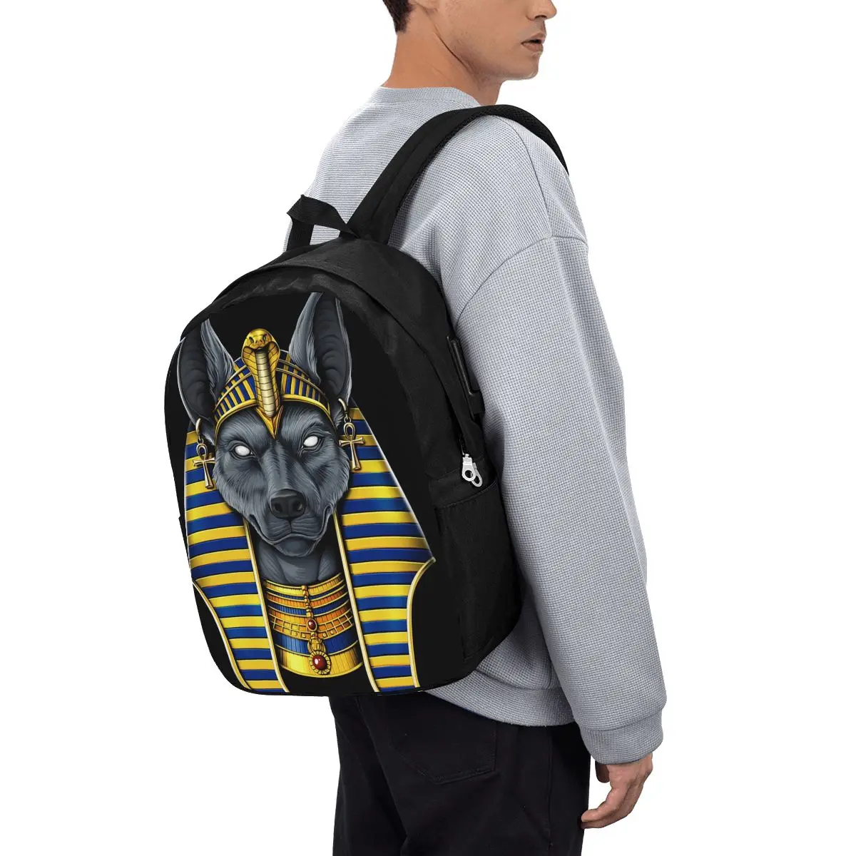 

Egyptian God Anubis Backpack Travel Notebook Bag Computer College Student School Bag Laptop Shoulder Bags for Men Women