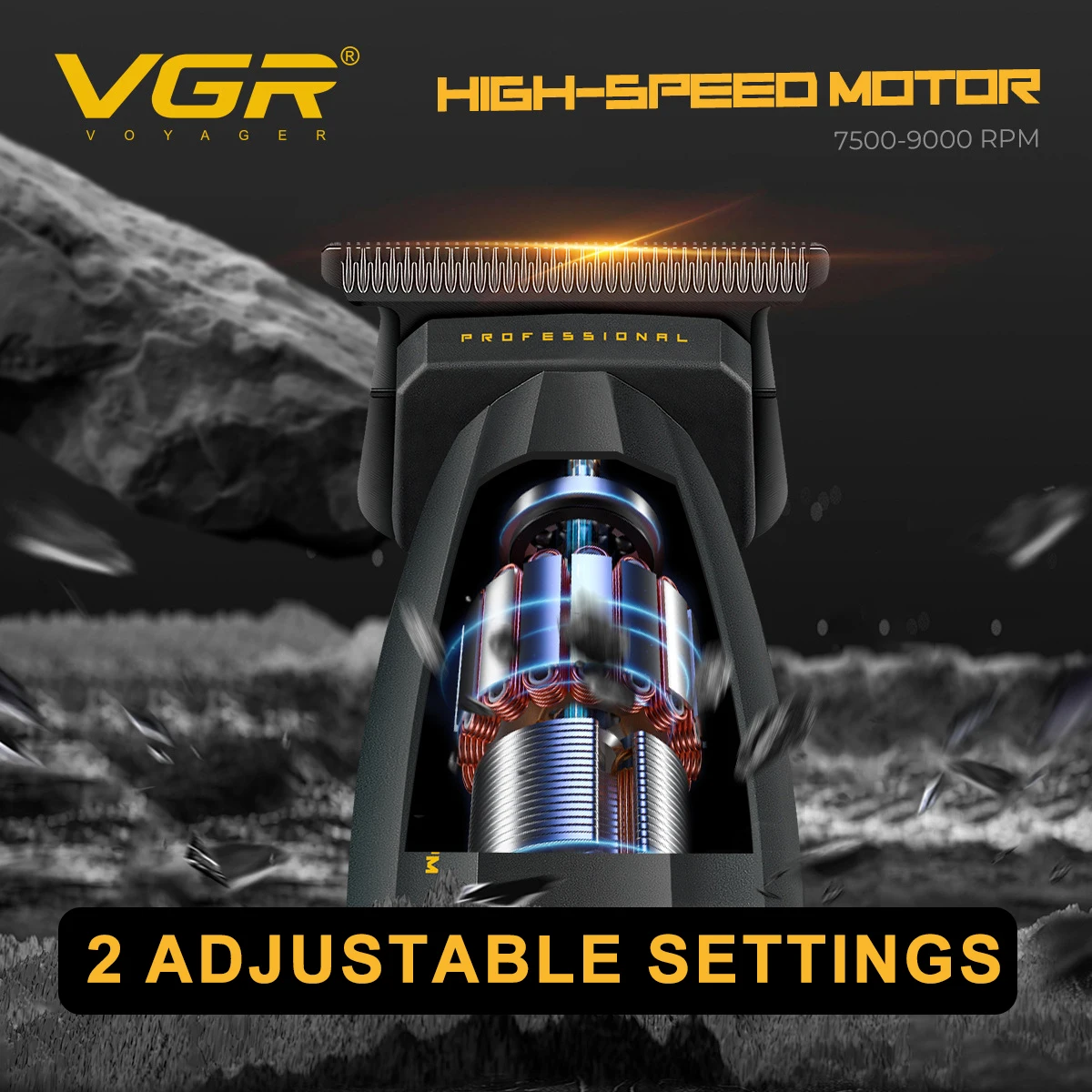 VGR V-285T Ttrimmer for Men with DLC Blade T-Blade Zero Gapped 9000 RPM Full Metal LED Haircut Machine Professional Hair Clipper