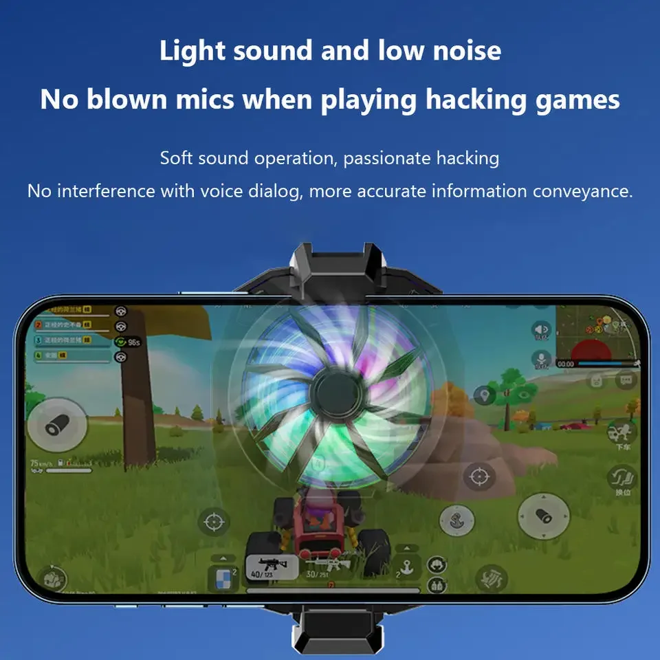 Mobile Phone Radiator Ice Cooler Magnetic Snap-On Cooling Fan RGB Lights Portable Game Cooler For Vlog Mobile Gaming