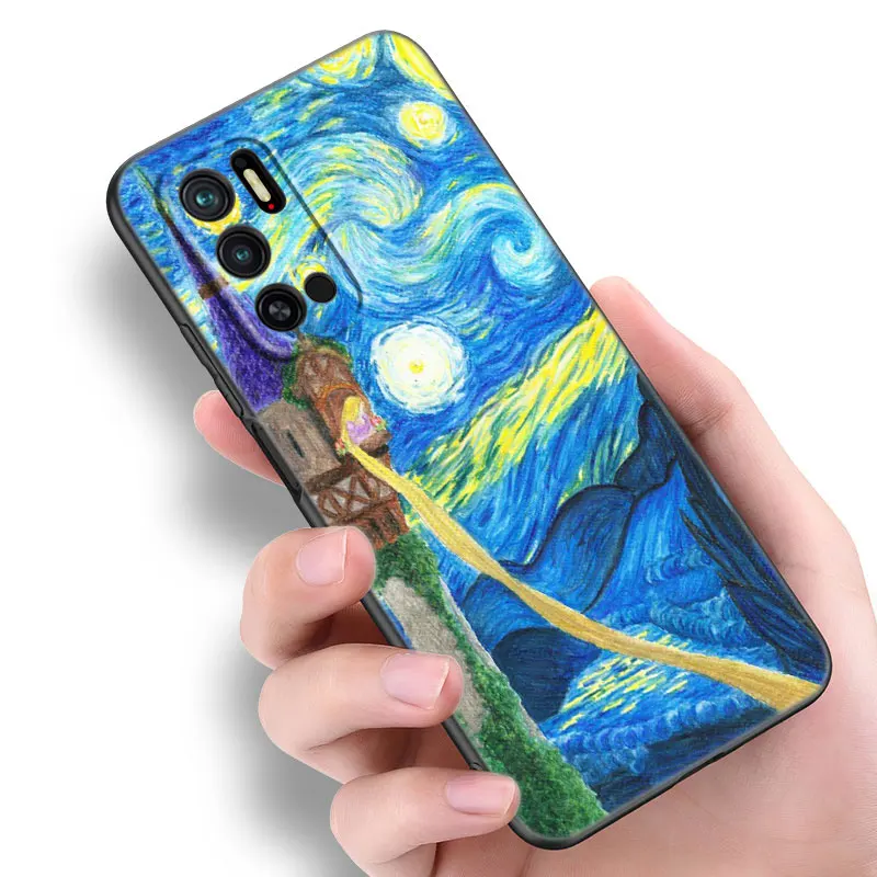 Starry Night Van Gogh Black Silicone Phone Case For Xiaomi Redmi Note 10 11 11S 12 13 4G 8 9 11T Pro 5G Plus 8T 9S 10S 12S