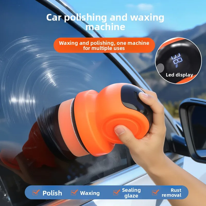 Cordless Electric Waxer Polisher Machine with 3 Speed LCD Display 4000mAh Battery Type C Charge 100mm Disc for Auto Detailing