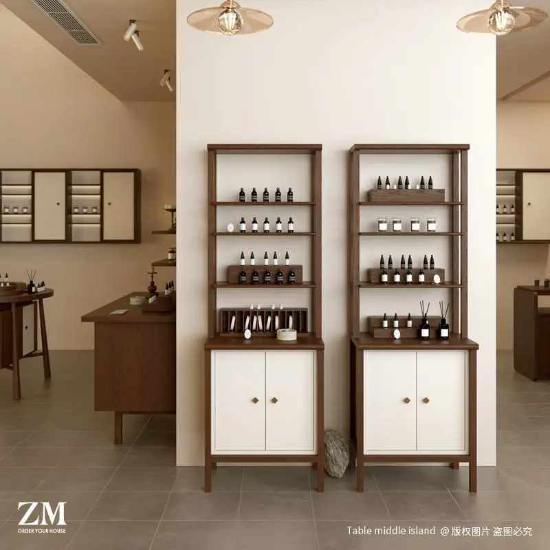 Fragrance shop wall cabinet essential oil perfume display cabinet beauty product display cabinet Chinese simple floor display wa