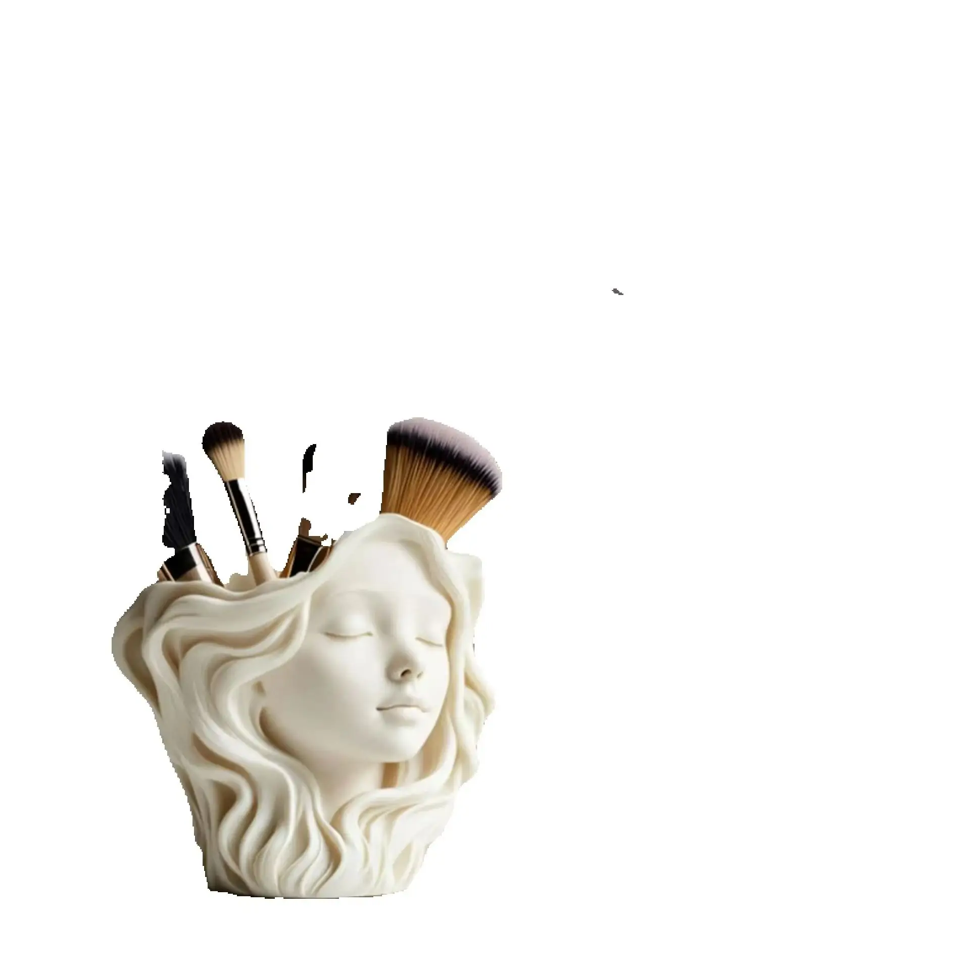 Girl Head Silicone Mold for Craft Making - Aroma Candle Cup Vase Cement Flowerpot Organizer Containers Makeup Related