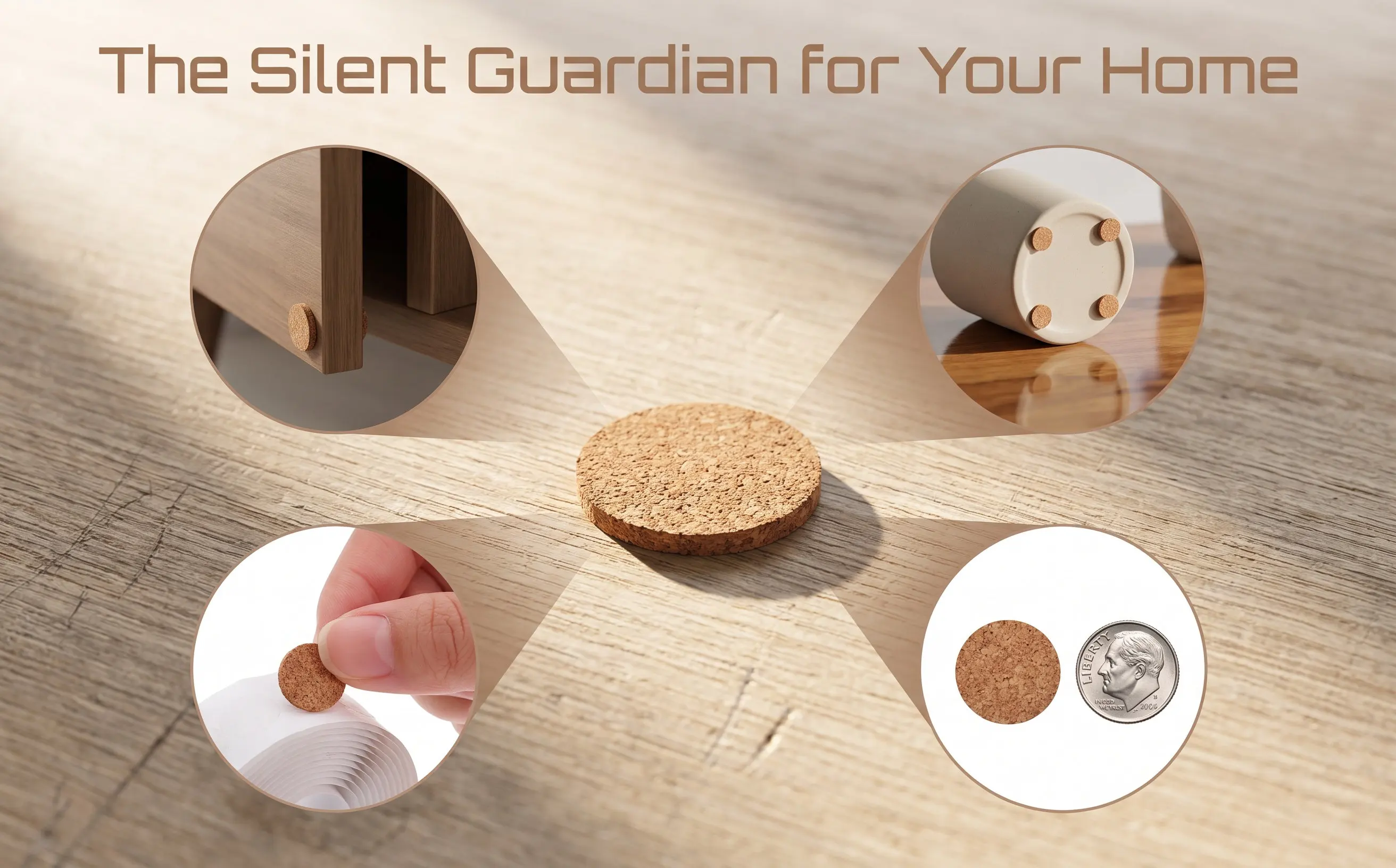 2000Pcs Cork Adhesive Backing Pads Cabinet Door Bumpers Furniture Protectors Drawer Stoppers Kitchen Cabinet Quiet Close Noise