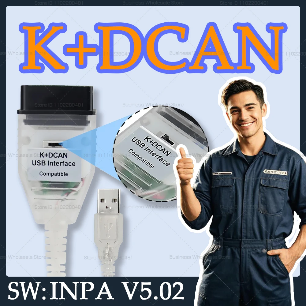 

K D CAN USB-кабель интерфейса для BM-W IN-PA V5.02 Ediabas OBD2 сканер кода для чтения и удаления ошибок диагностический инструмент