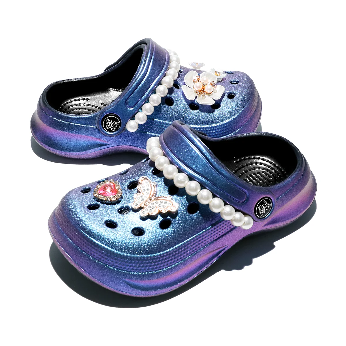 Kids Slip-On Clogs and Mules - Breathable, Waterproof, EVA Garden Shoes with Decorative Chain for Beach and Everyday Wear 168
