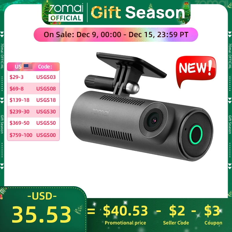 2024 New 70mai Dash Cam M310 New 1296P Night Vision F2.0 Aperture 70mai M310 Car DVR 24H Parking Monitor WIFI & App Control