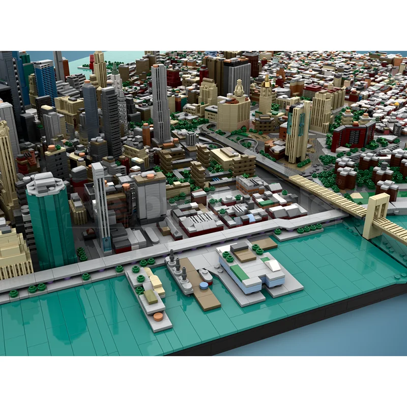 City City Street View Moc Building Blocks Manhattan inferiore - New York Bricks Modello Assemblaggio fai da te Costruzione Giocattolo Regali di festa