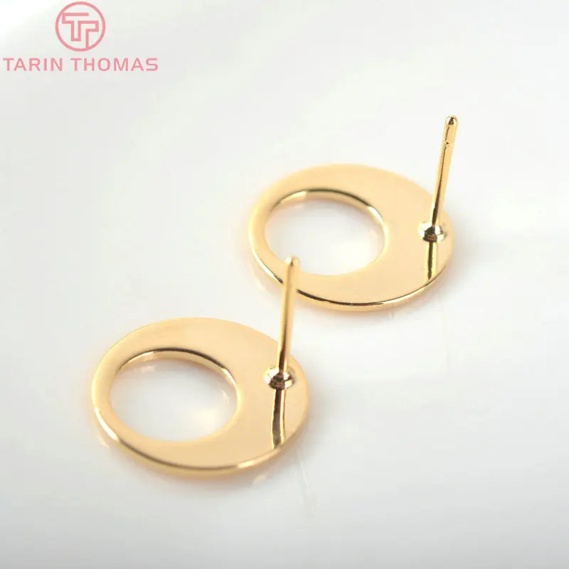 

(2036)10PCS Oval 17.5x13MM 24k Gold Color Brass Round Stud Earrings High Quality Diy Accessories Jewelry Findings