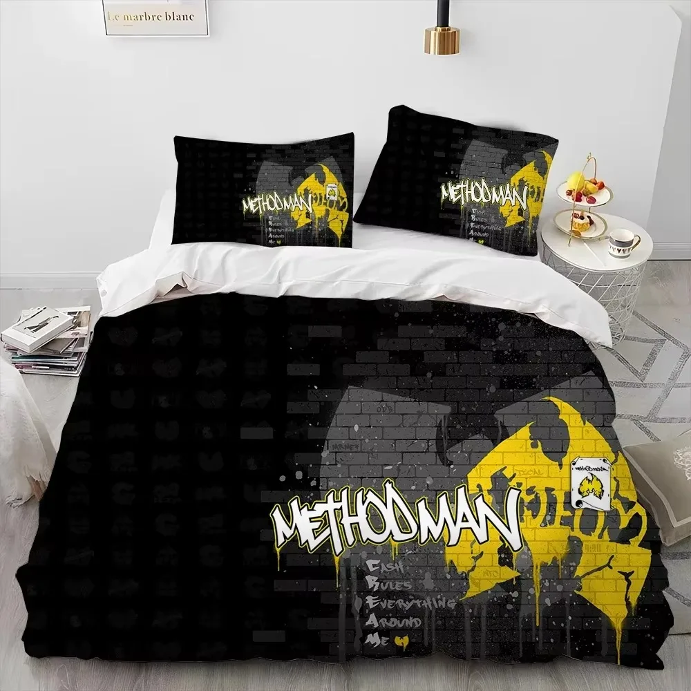 3D Wu T-TANG Clans Series Sign Comforter Bedding Set,Duvet Cover Bed Set Quilt Cover Pillowcase,king Queen Size Bedding Set Kids