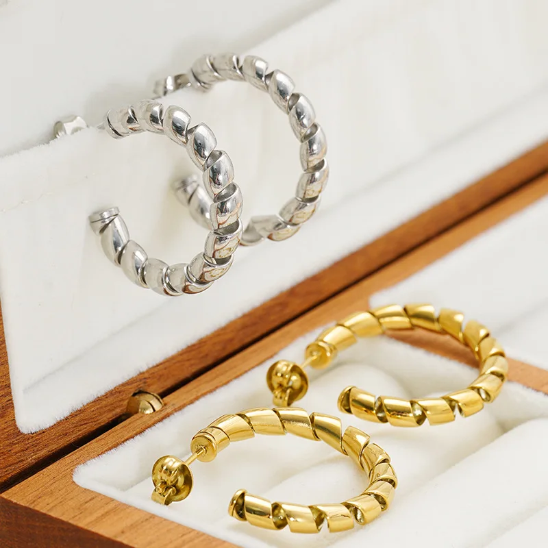 

10 шт. геометрических серег-колье из нержавеющей стали 18K, не тускнеющие, женские серьги-кольца, ювелирные изделия, оптовая продажа