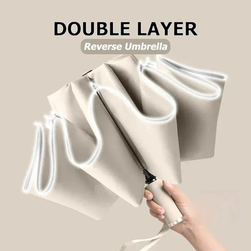 20 Bones Men Women Umbrella Fully Automatic Reverse Folding Umbrella with Windproof Reflective Stripe UV Umbrellas