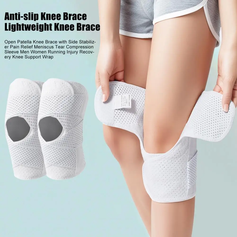 Open Patella Knee Brace with Side Stabilizer Pain Relief Meniscus Tear Compression Sleeve Injury Recovery Knee Support Wrap