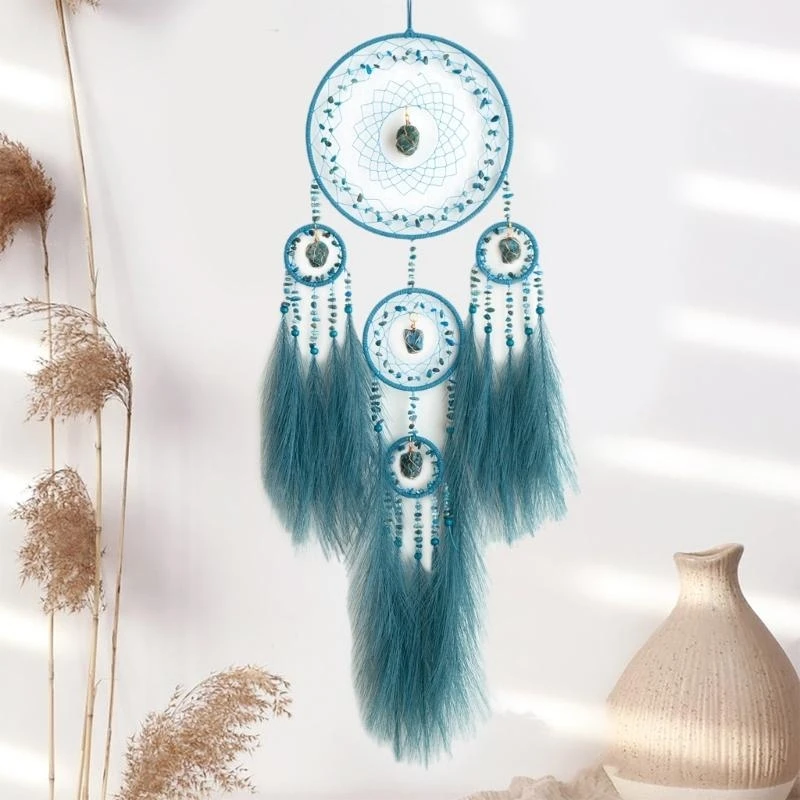 Dreamcatchers con hierba pampadas y piedra para mejorar las serenidades