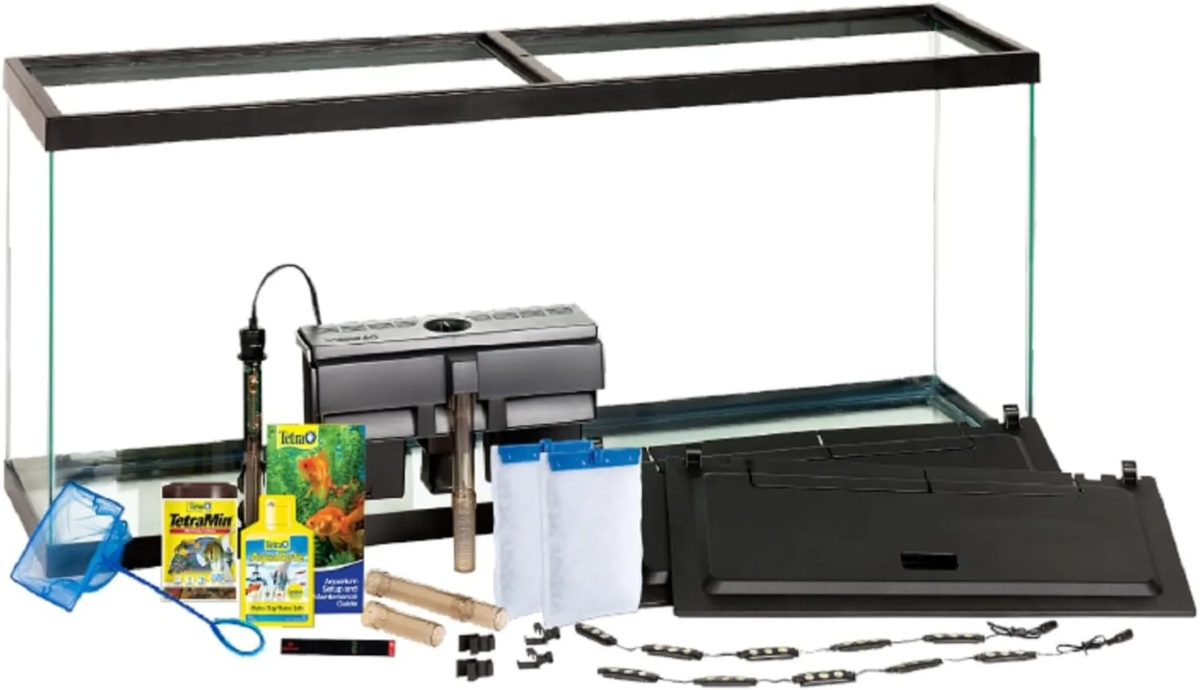 Complete LED Aquarium 55 Gallons, Includes LED Lighting Filtration Heater and Accessories FILTER INCLUDED EASY TO SET UP