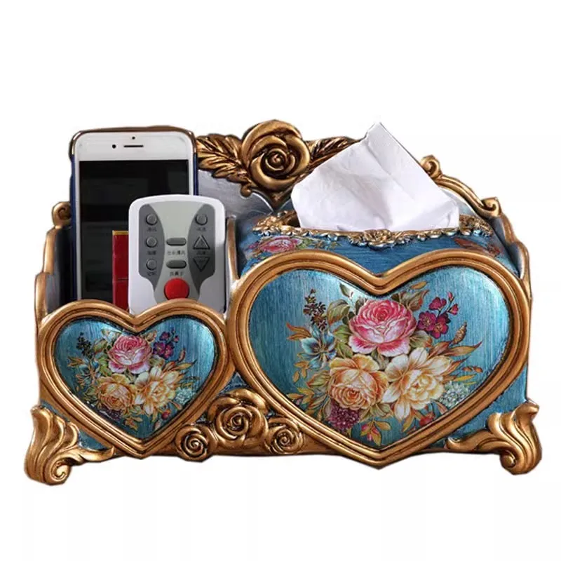 Desktop Dressing Table Organizer Box, Living Room Coffee Table Remote Control Creative European Tissue Storage Box