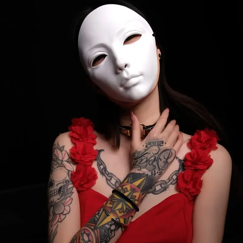 Ladies full face sexy adult performance net red gold and white dance national style Halloween mask fun