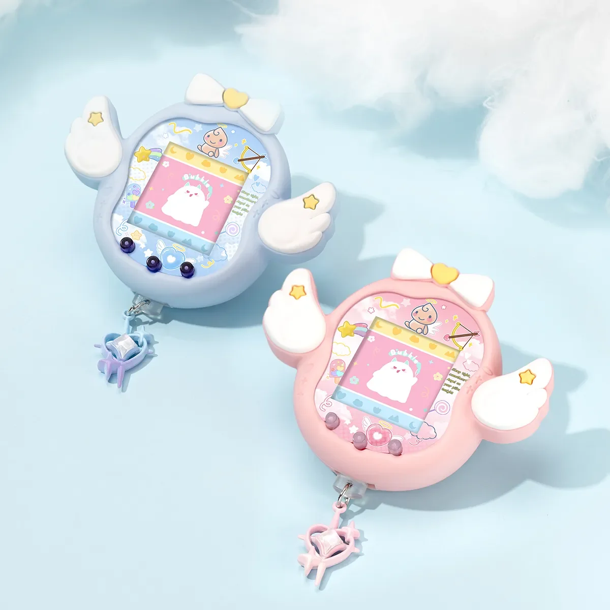 ل Tamagotchi Uni الإلكترونية الحيوانات الأليفة الملاك سيليكون الغطاء الواقي الأزرق الوردي الملاك موضوع ملصق الإلكترونية الحيوانات الأليفة ملحق هدية #4