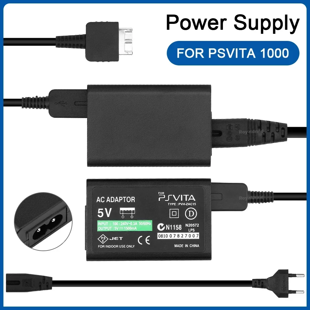 Nuevo Cargador de Pared con Enchufe EU/US, Adaptador de Corriente de 5V CA, Cable de Carga USB para Playstation Psvita PS Vita PSV 1000