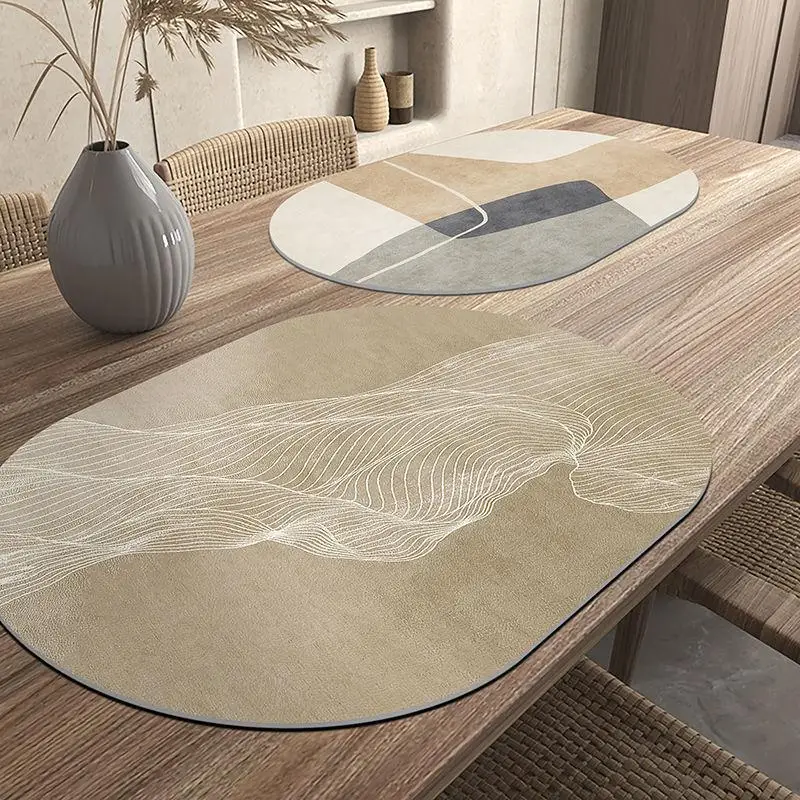 Nordic Style Oval PU Leather Placemat Waterproof And Oil-Proof Table Mats Western Restaurant Heat-Insulating Mats