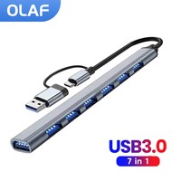 Olaf 7 in 1 USB C Hub USB Hub Multiport USB/Type C Splitter USB3.0/2.0 Hub Extender For PC Laptop USB C Hub USB Docking Station