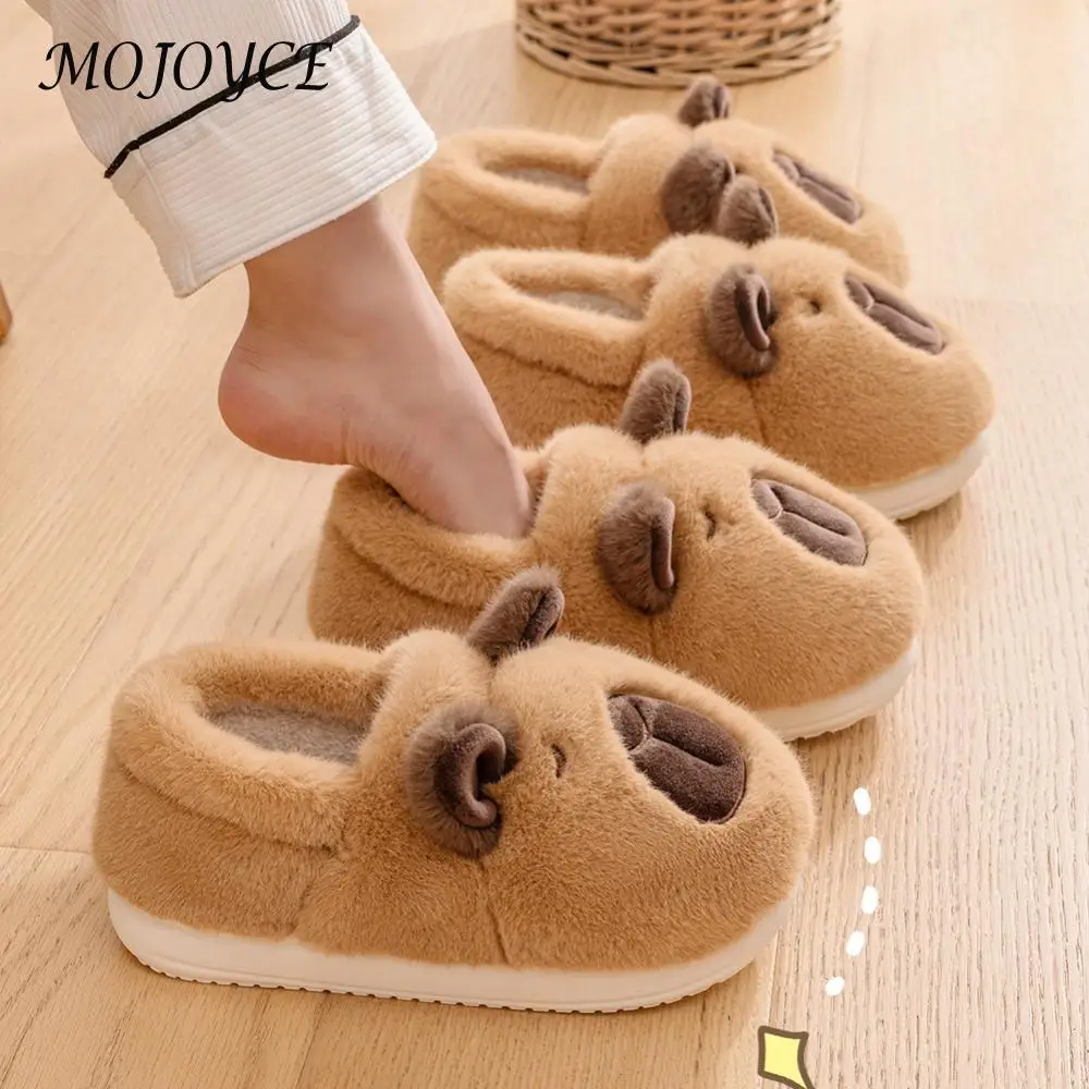 Plush Capybara Slippers Fluffy Couple Slippers Cute Furry Animal Slippers Comfortable Fuzzy Capybara Slippers Non-Slip for Women