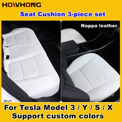 Seat Covers For Tesla Model 3 Y S X  3 Pieces Set Nappa Leather / 8 Grade Anti Fouling Seat Cushionss Car Interior Accessories