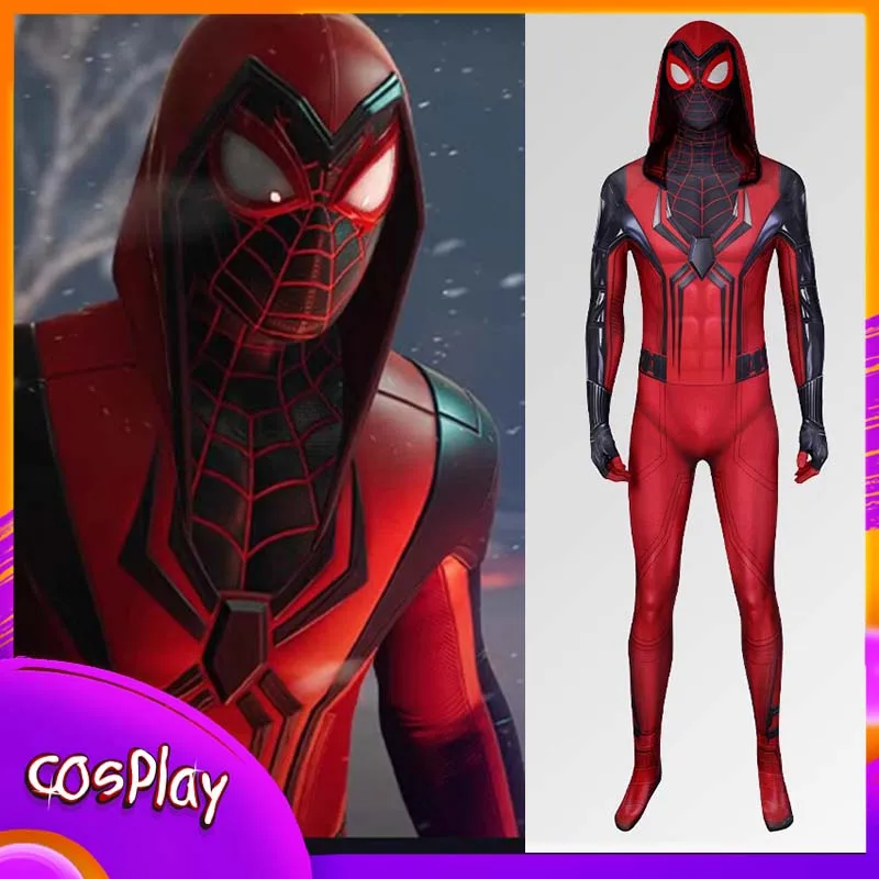 spider-man-ps5-crimson-cowl-suit-cosplay-costume-miles-superhero-men's-jumpsuit-halloween-comic-con-party-props-bodysuit-clothes