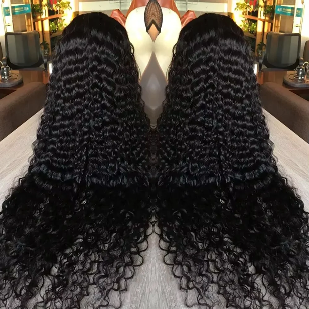 13x6 Glueless 250 Density Brazilian Deep Wave Curly HD Lace Frontal Human Hair Wig For Women Preplucked Best Hair Water Wig