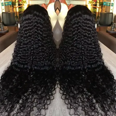13x6 Glueless 250 Density Brazilian Deep Wave Curly HD Lace Frontal Human Hair Wig For Women Preplucked Best Hair Water Wig