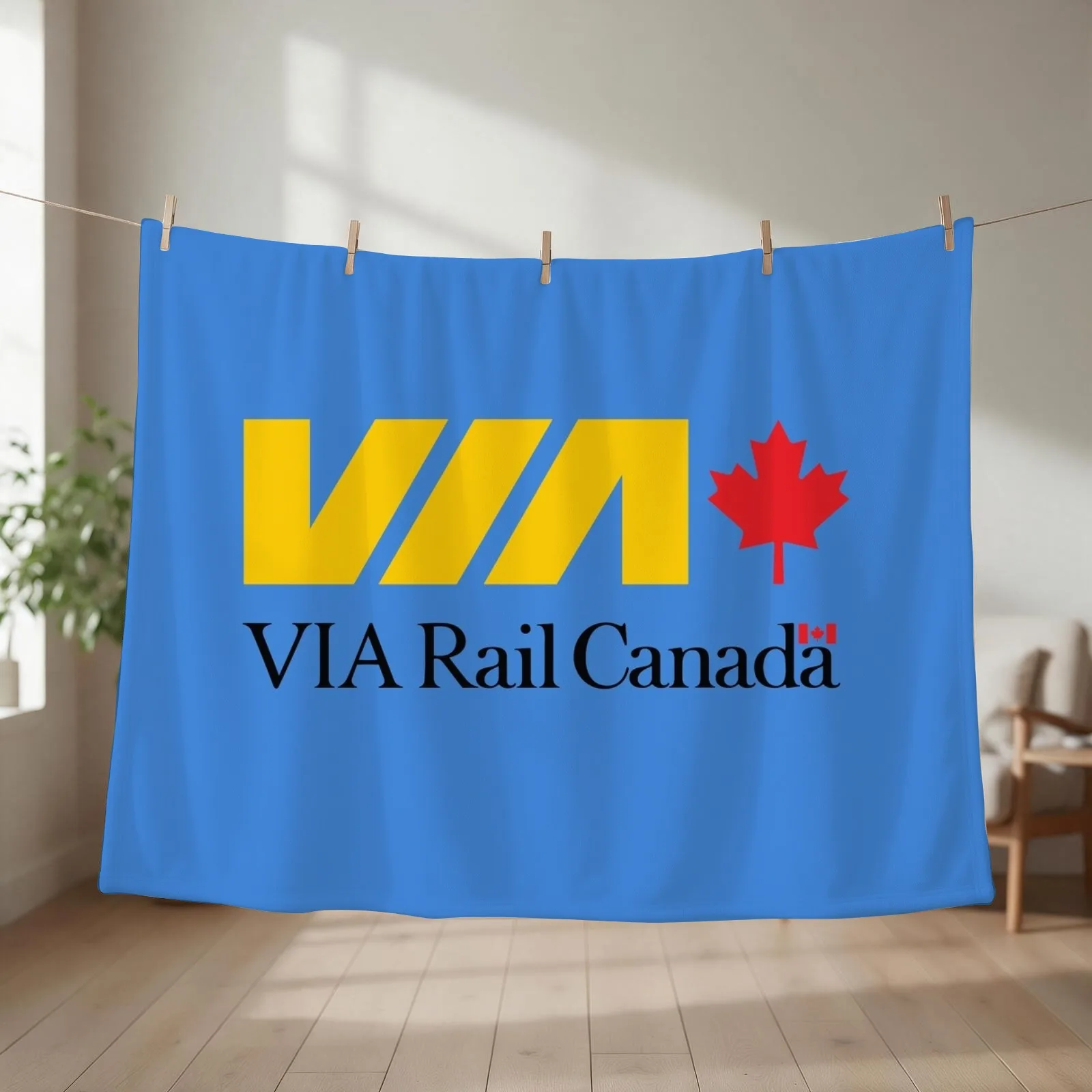 VIA Train Logo Throw Blanket couch cozy soft plush fuzzy picnic outdoor blanket