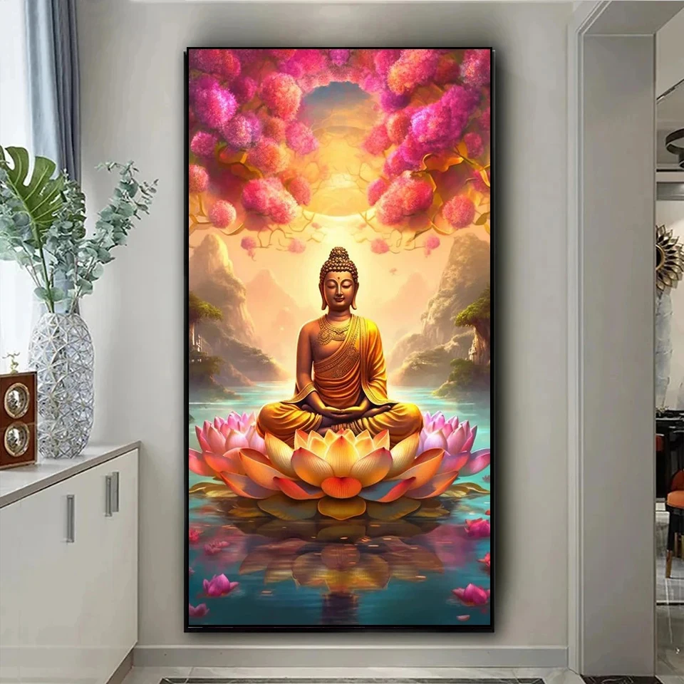 Buddha Lotus flower diamond painting Full Square/Round diamond art painting kits Mosaic Jewelry cross stitch religion Gift Y4775