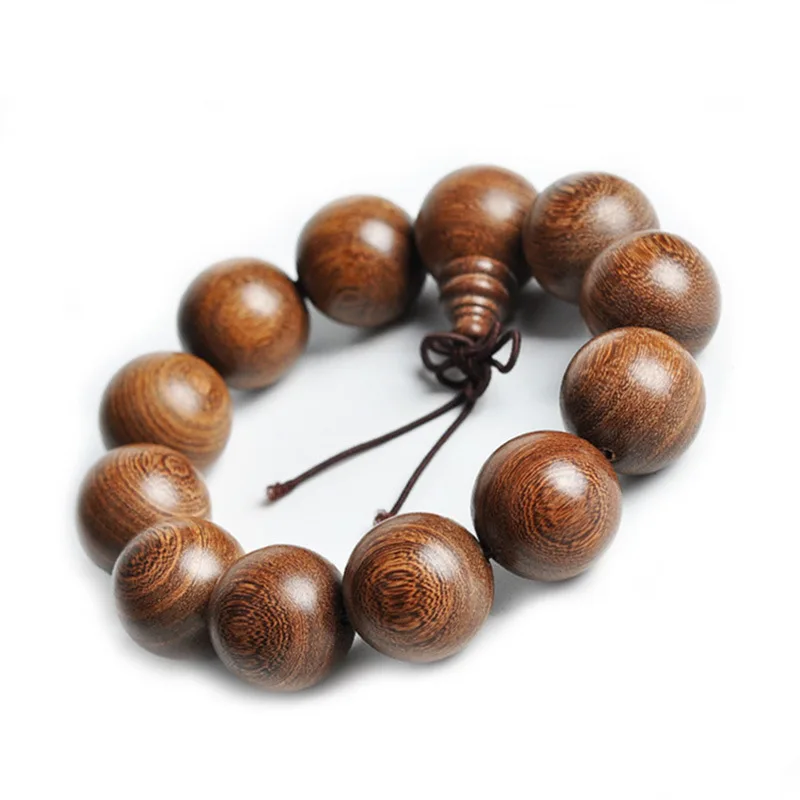 African Old Material Golden Sandalwood Bracelet 2.0 Prayer Beads Handheld Couple Style Retro Ethnic Wenwan Jewelry Holiday Gift