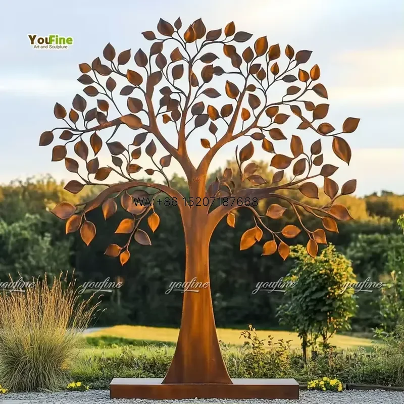 Wmwmnu Large Corten Steel Tree Sculpture Abstract Outdoor Metal Art Statue Landscape Garden Decor Custom