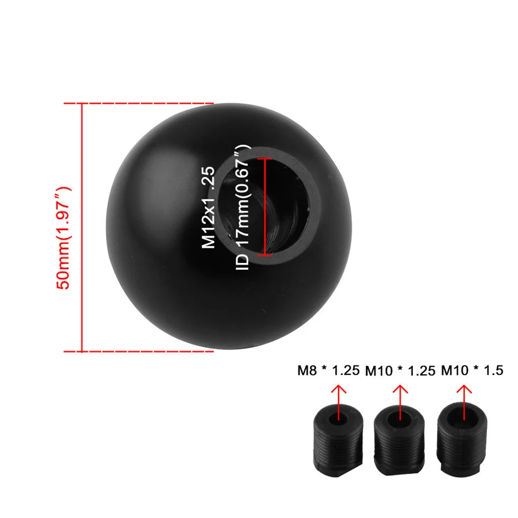 Universal Aluminum Alloy Pure Black Round Ball Nickel Round Shift Knob Lever Heavy Weighted Metal Gear Shifting Knob