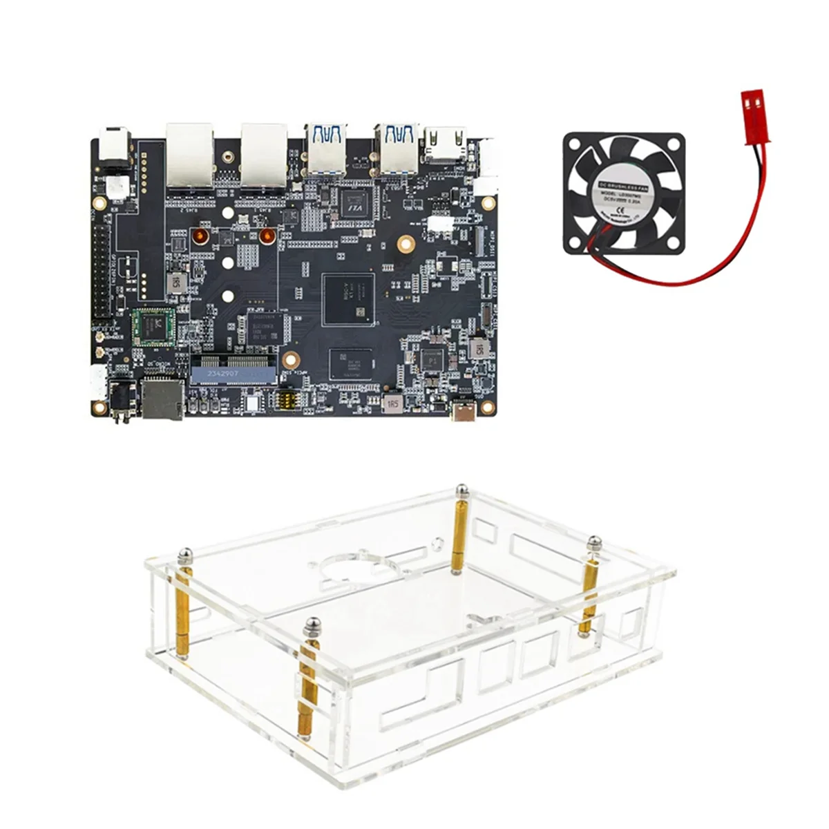Capa e ventilador para placa-mãe para Bananapi F3, Spaceman K1, 8Core, RISC-V, LPDDR4, 8G EMMC, 2.4G, 5G, WiFi, BT4.2